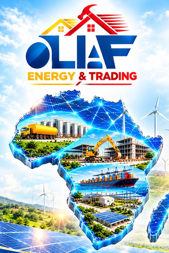 OLIAF Energy & Trading logo and map of Africa